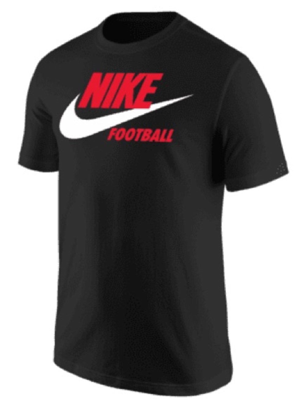 Nike Black Short-Sleeve Football Graphic Tee with Red and White Logo